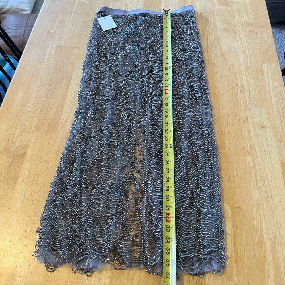 Zara Lingerie Metallic Silver Maxi Skirt - Picture 3 of 12